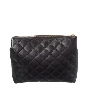 Saint Laurent Cassandre Quilted Cosmetic Pouch, Black